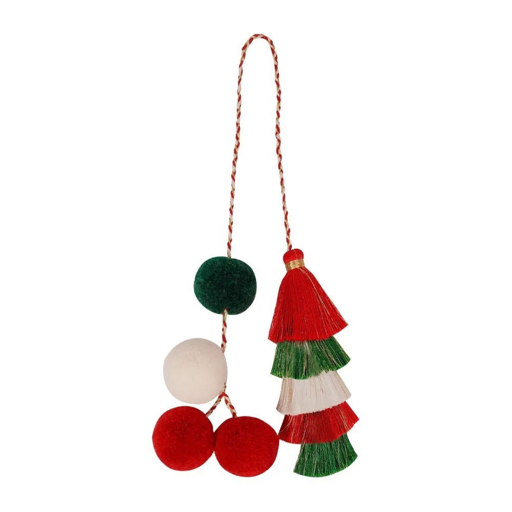 Bohemian 5 Layered Tassel Pendant Cute Christmas Braid Rope Bag Charms Hndmade DIY Weave Rope Ethnic Style Key Chain Couple