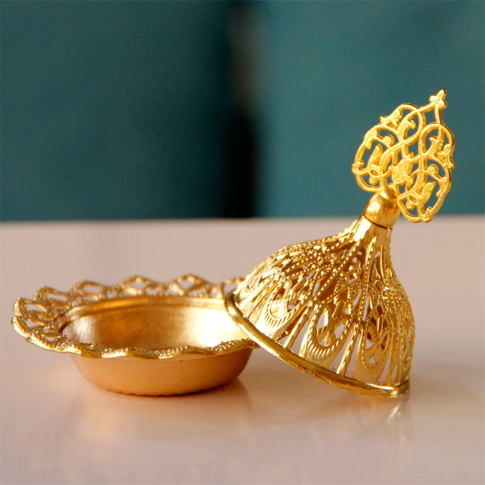 Mini Crown Retro Copper Hollow Out Incense Stick Burner Holder Golden Arab Burner Catcher Home Decoration Sandalwood Censer