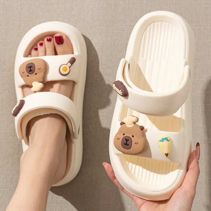 

Милые летние нескользящие тапочки с капибарой, мужские и женские крутые тапочки с сильным трением, удобные мягкие разноцветные праздничные подарки