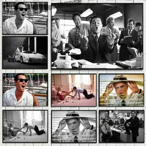 Serie con pintura de Leonardo, póster de película The Wolf Of Wall Street, obra de arte en lienzo, decoración de pared estética para el hogar y el dormitorio