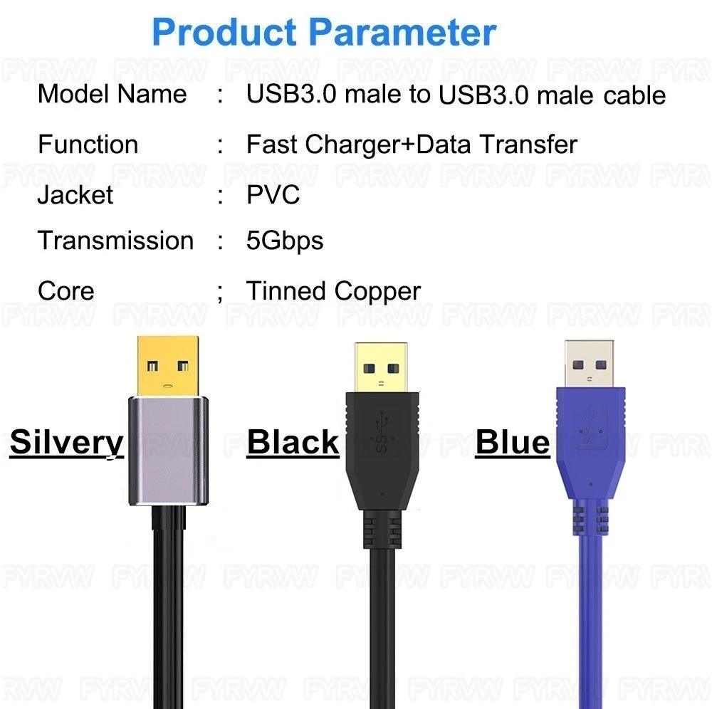 USB-Stecker auf USB-A-Kabel, USB 3.0, 5 Gbit/s, Typ-A-Stecker-Kabel, USB-Stecker auf Stecker, USB-Extender für Festplatte, TV-Box, USB-Kameras, DVD-Kabel – Detail 11