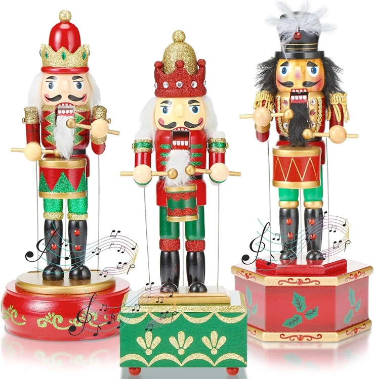 

Creative 32cm Wooden Christmas Nutcracker Soldier Figures Music Box Cascanueses De Navidad Decoration Gift