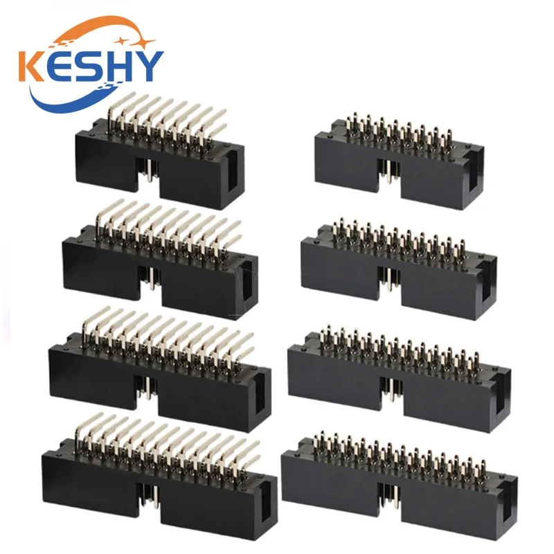 10PCS IDC/JTAG 2.54 DC3 Male Pin PCB Header Connector 2*3/4/5/6/7/8/9/10/26/40P Straight Shrouded Socket Box Header Pitch 2.54mm