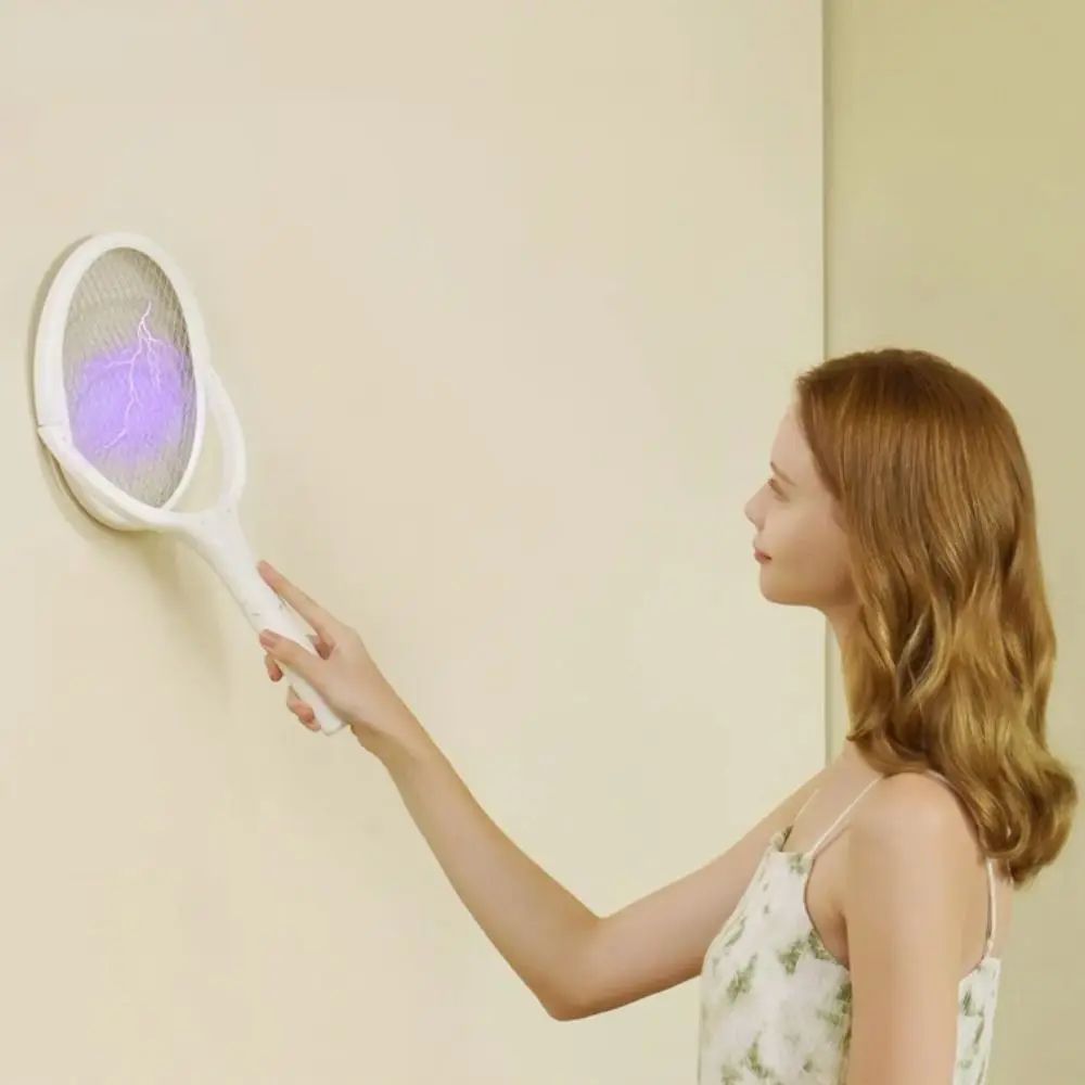 

Rechargeable Electric Mosquito Swatter Adjustable Angle Rotating Head Fly Swatter Reversible UV Light Mosquito Zapper