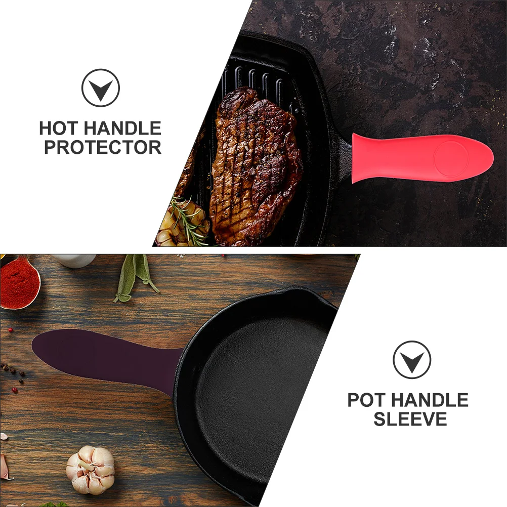 

5pcs Silicone Pot Handle Protector Heat Resistant Anti-scald Kitchen Hot Handle Sleeve Reusable Easy Clean Soft Multifunctional