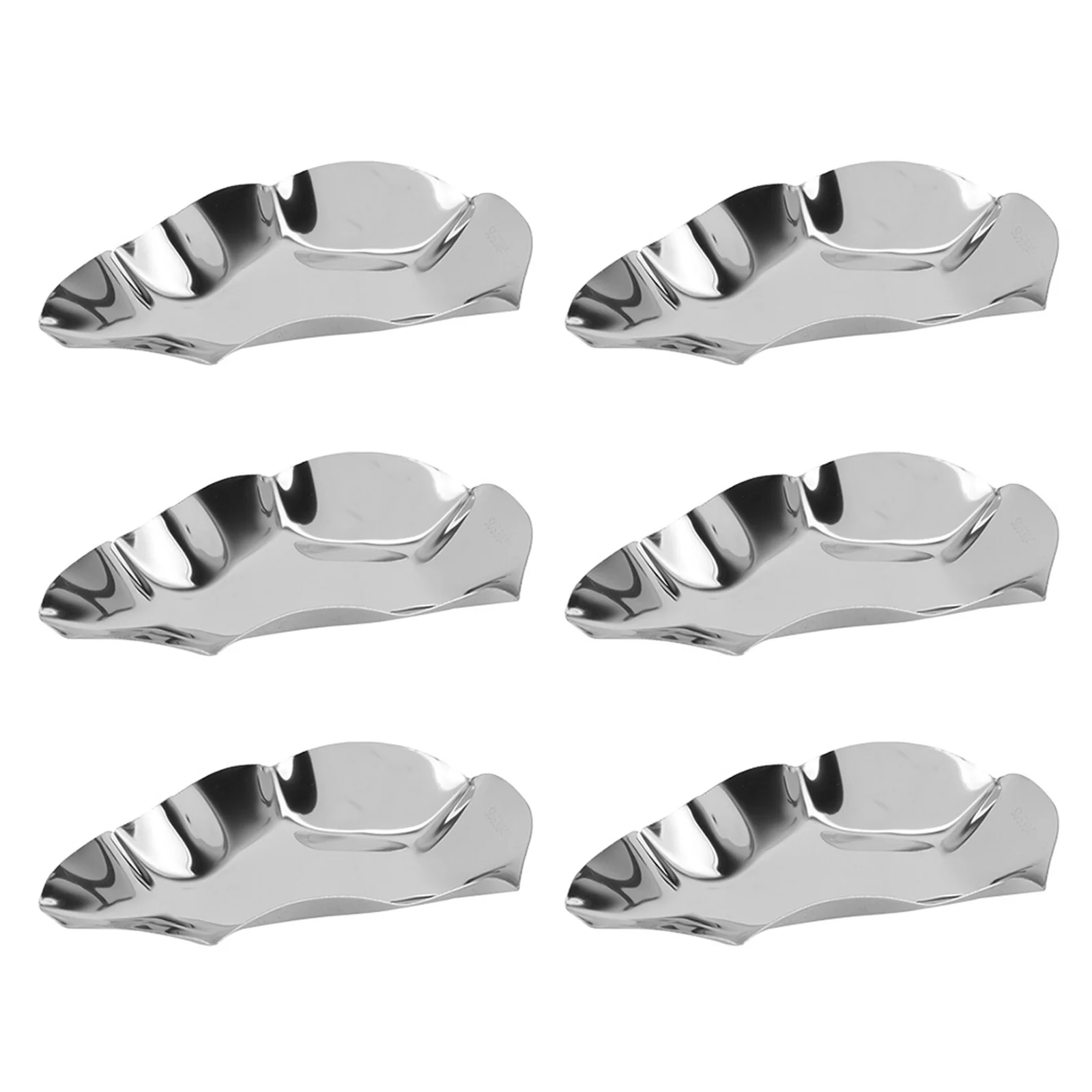 

6pcs Stainless Steel Dipping Dishes 6 Compartment Sauce Containers Reusable Oyster Baking Shells Heat Resistant Seasoning Trays