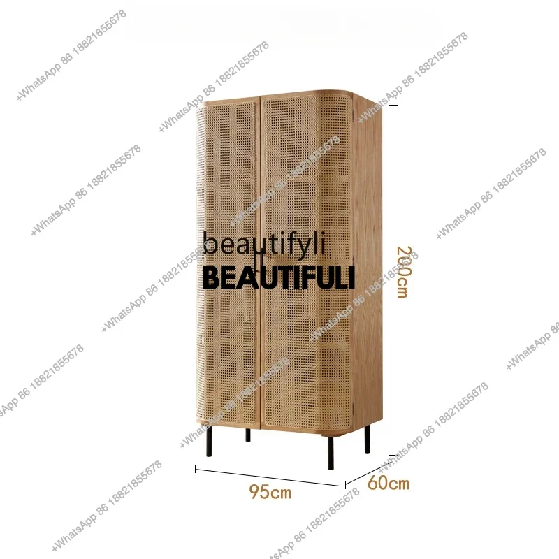 

Новый скандинавский шкаф из ротанга из массива дерева, вертикальная навесная дверь, японский шкаф для кровати и завтрака, полный набор, шкаф для хранения