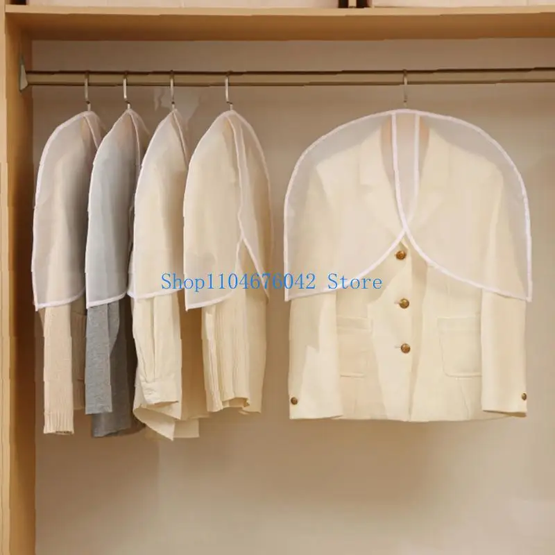 652F 5 Pieces Wardrobe Garment Cover Clear Dust Protective Shoulder Cover For Hanging Clothes Coat Suit Protectors