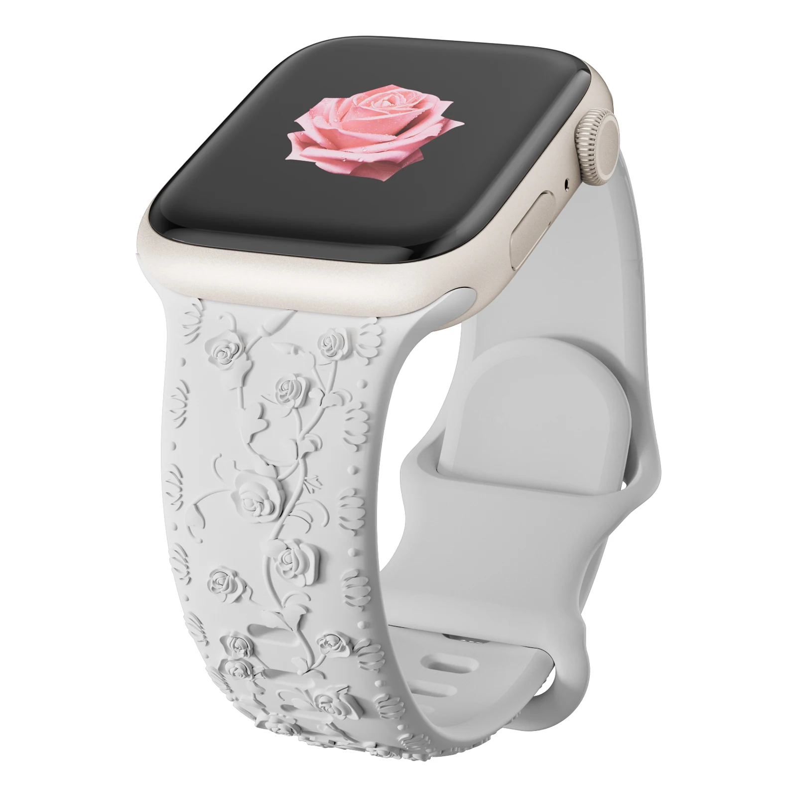 Für Apple Watch Armband 42mm 41 40 45mm 49mm 44mm Blumen-Gravur Armband Correa für iWatch Series 12 11 10 9 7 SE 6 8 Ultra4 – Detail 16