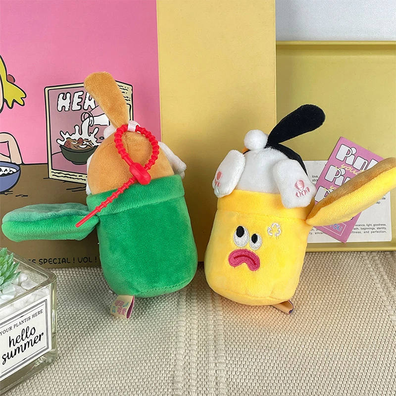 الإبداعية القط في سلة المهملات أفخم دمية قلادة لطيف الكرتون مضحك محشوة المفاتيح القط ألعاب من نسيج مخملي حقيبة جميلة قلادة هدية