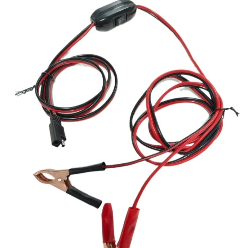 12AWG SAE Battery Alligator Clip Wiring Harness (8FT/2.5M) - 12V 2-Pin Quick Disconnect & on/Off Switch