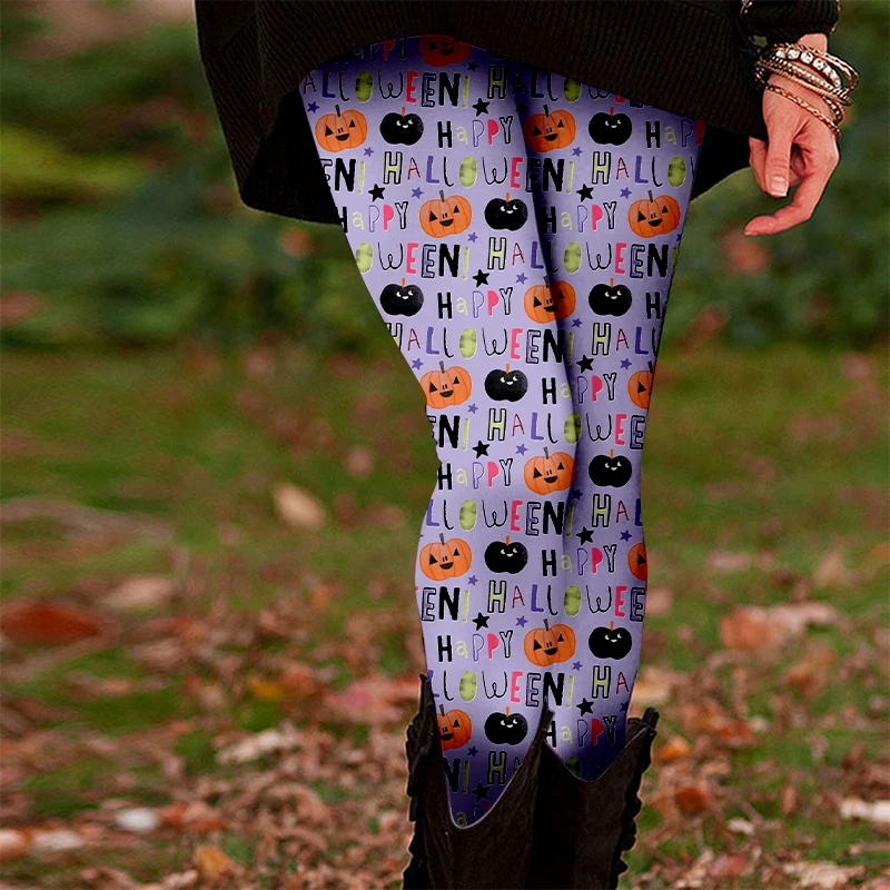 Halloween Bats Skull Head 3D Printed Leggings for women's Autumn Winter Warm Breathable Sports Leggings for women's Party Wear