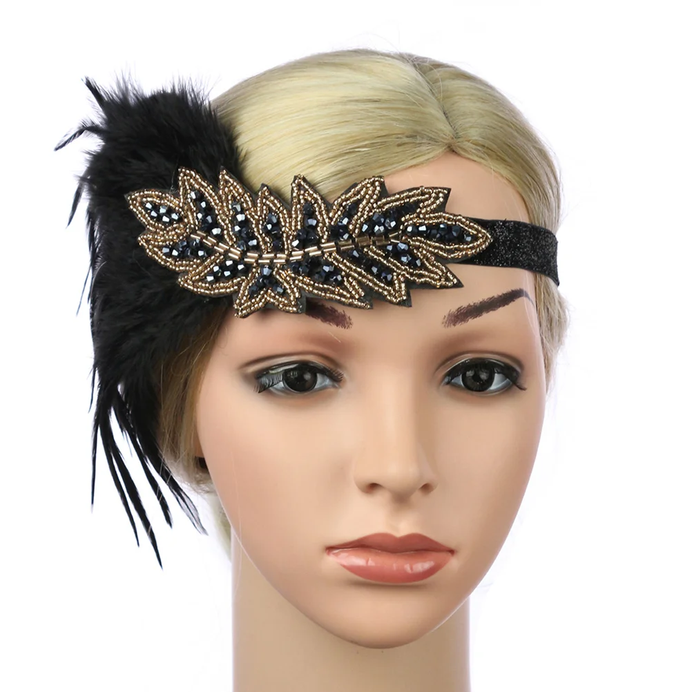 

Эластичная повязка на голову в стиле ретро, повязка для волос 1920-х годов, вечерние аксессуары для волос, винтажный головной убор для женщин, коктейль