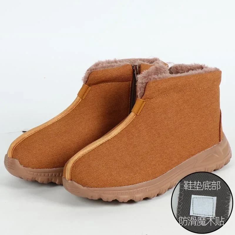 Sapatos de monge de marca de fase de vendas de fábrica i homens inverno linho fiapos zíper grandes sapatos de algodão sapatos de monge quentes esportes macios