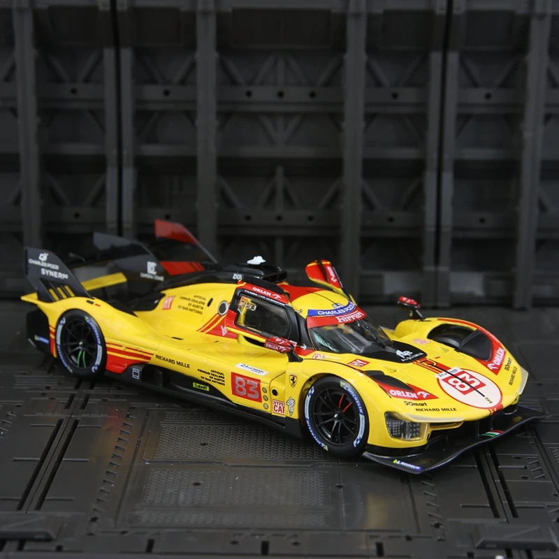 Simulação Bburago 1:24 Ferrari 499P #   Ornamento de modelo de carro em liga 83, porta pode ser aberta detalhes ricos, acabamento fino