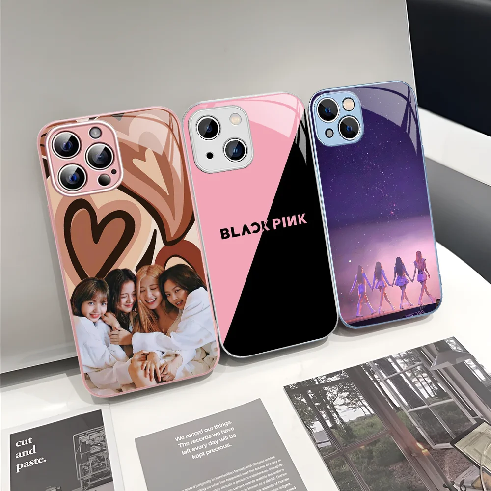 B-Blackpink Phone Case Tempered Glass For Iphone 14 13 12 11 Pro Mini XS MAX 14Plus X XS XR Cover