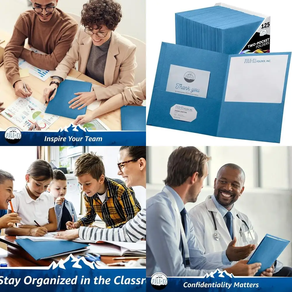 

Textured Letter Size Light Blue Pocket Folders, 125 Pack