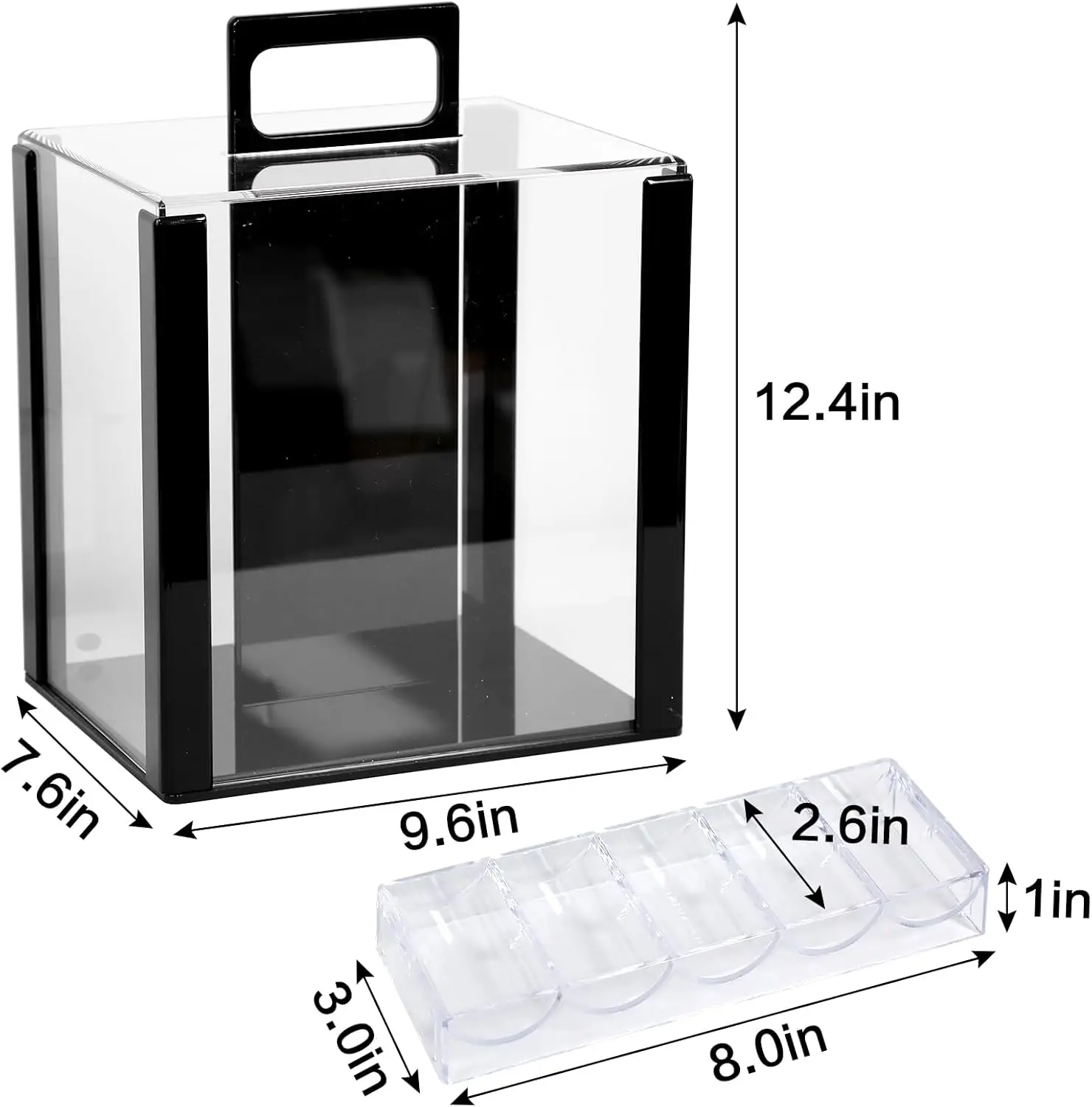 1000pcs  Acrylic Poker Chip Case Including 10 Poker Chip Holder Poker Chip Display Case for Standard Size Chips