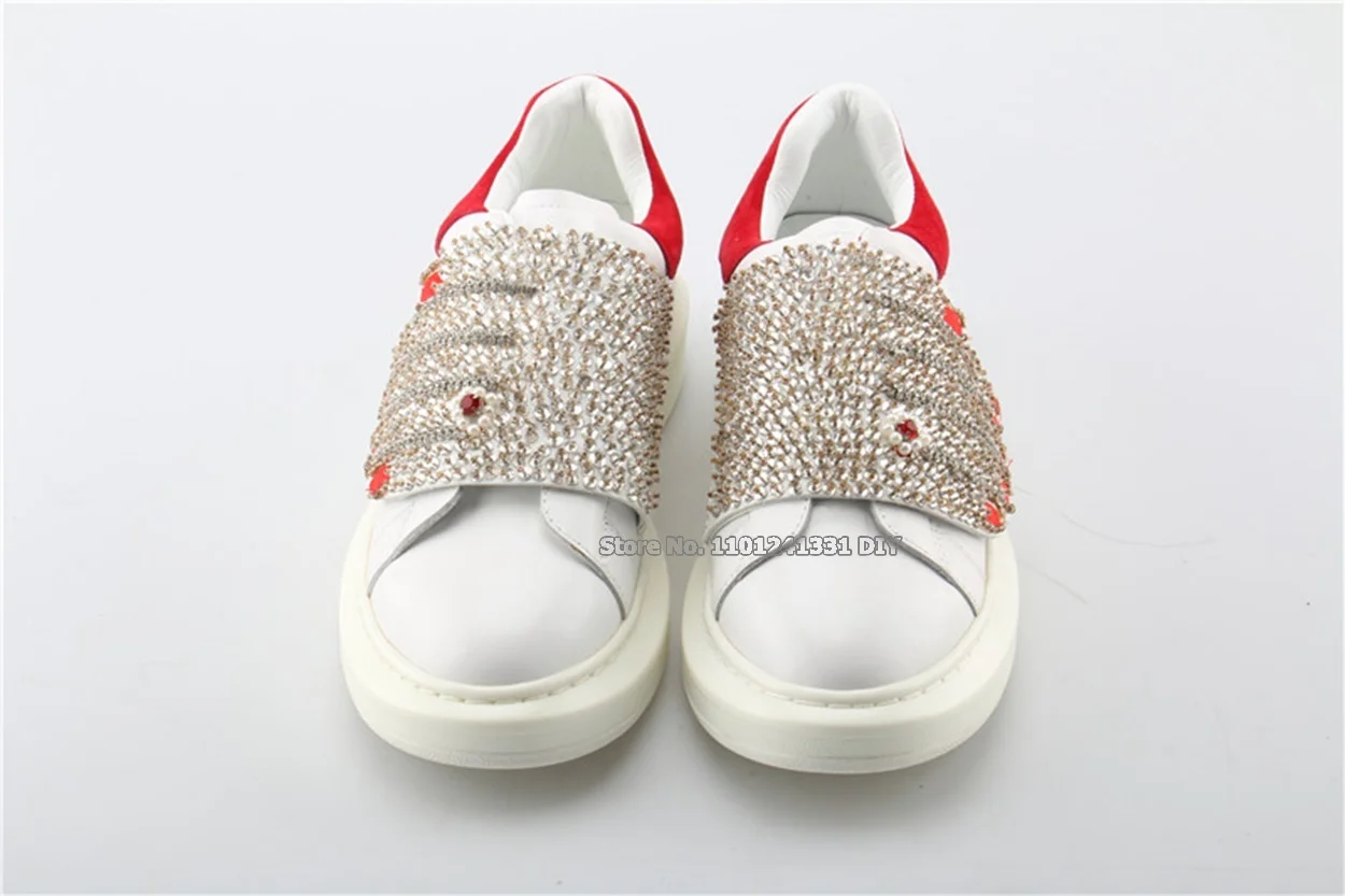 

Full Crystal Hand Shape Red Nail Platform Casaul Shoes Woman Crystal Lace Shoes Zapatillas Mujer