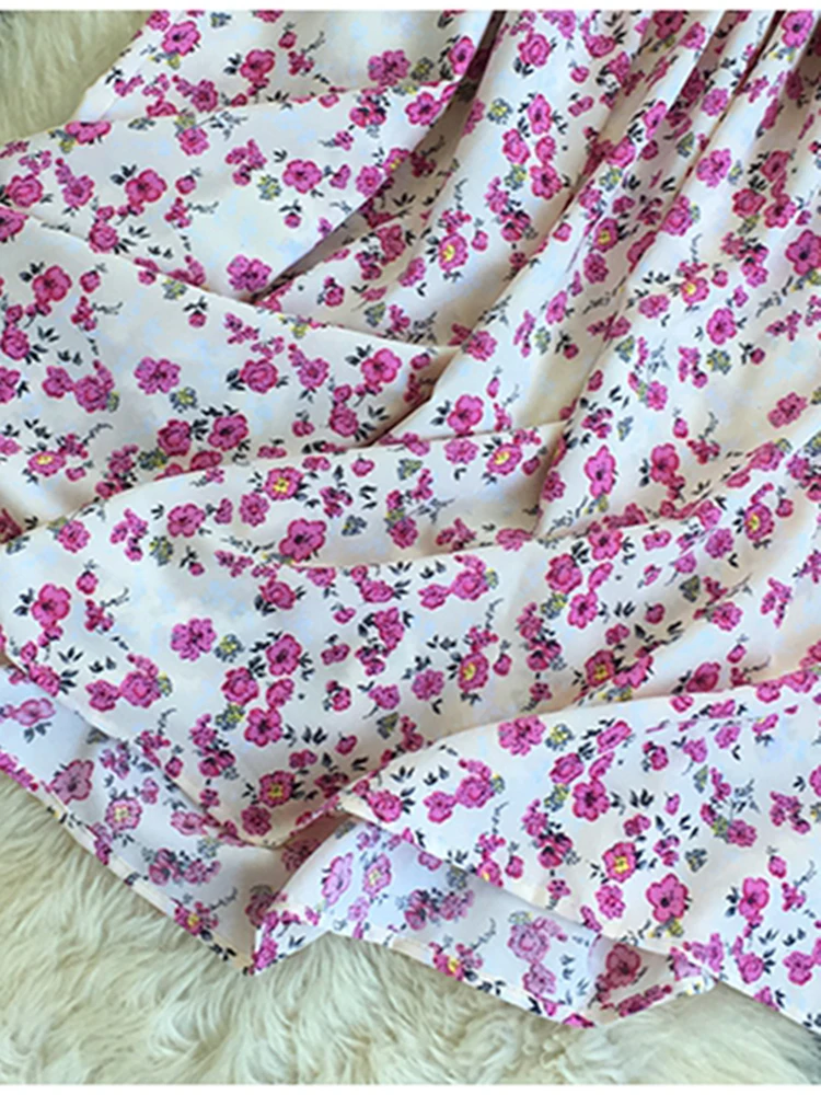 Wakacje na plaży Sukienka z kwiatowym nadrukiem Damska bufiaste rękawy Kwadratowy kołnierzyk Sukienki z wysokim stanem Koreańska moda Długa sukienka na imprezę