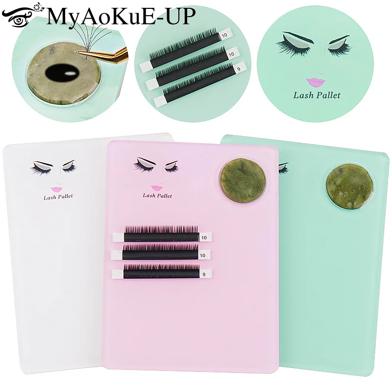 1pcs Acrylic Eyelash Display Board Tray Palette Lash Extension Glue Holder Stand Jade Stone Pad Plate Grafting Eyelash Supplies