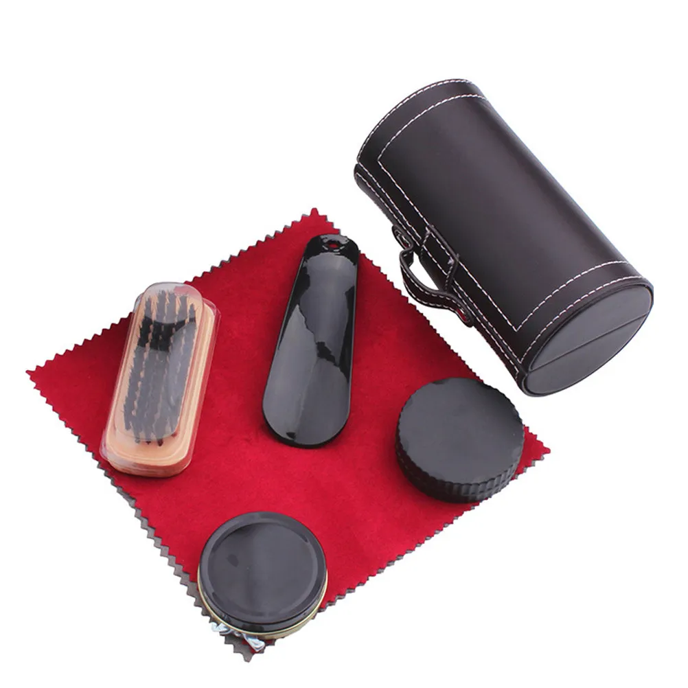 1Set Premium Shoe Shine Care Kit Compact Portable Shoes Polish Set for Travel Business Professionals Includes Polish Sponge