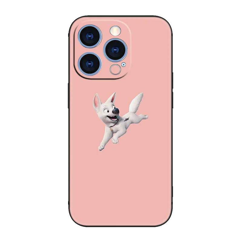 Disney Bolt Dog and Cat Phone Case For Apple iPhone 14 13 12 Mini 11 Pro XR X XS MAX 6S 7 8 Plus 5S SE 2020 2022 Black Cover