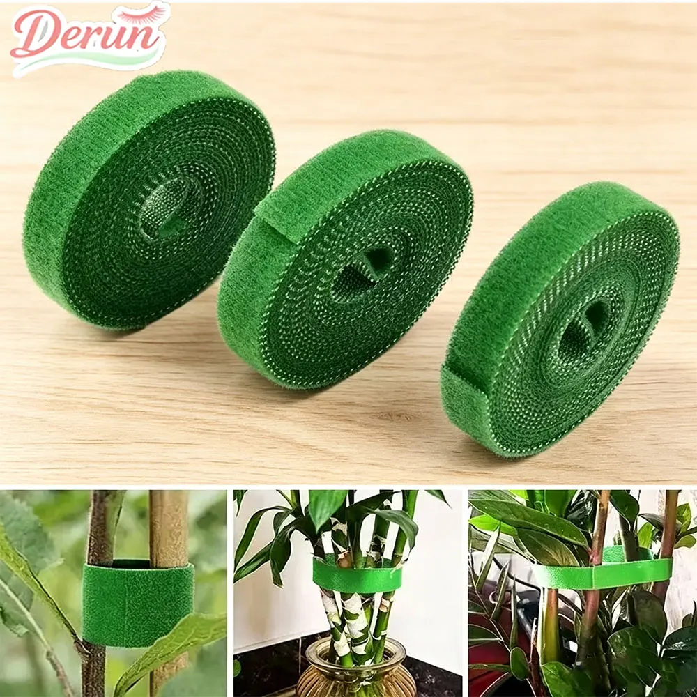 Adjustable Green Nylon Plant Support Strap Self Adhesive Hook Loop Tape Reusable Garden Fastener For Climbing Plants