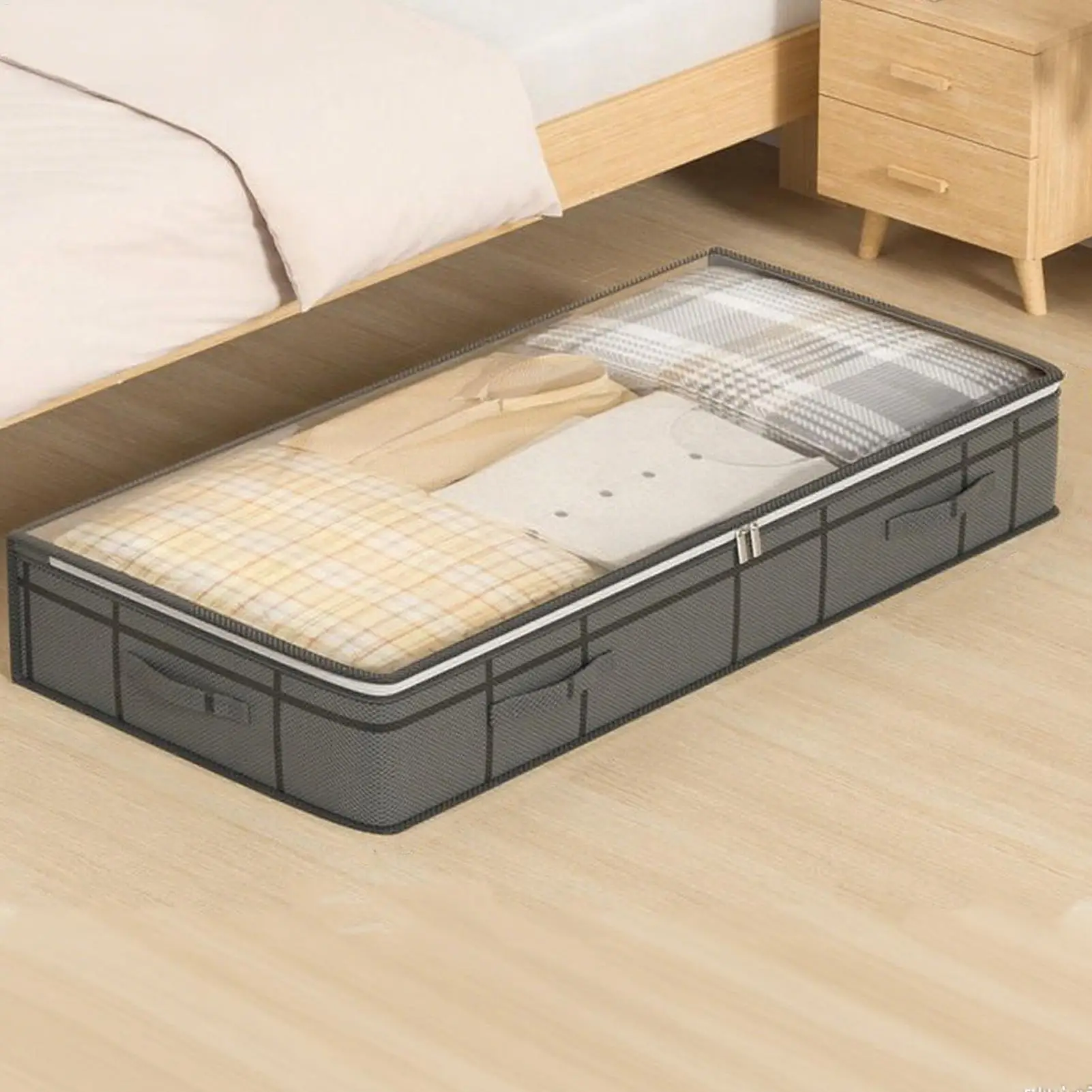 

Foldable Under Bed Storage Containers with Clear Window Underbed Toy Organizers and Clothing Storage Bags Closet Storage Bins