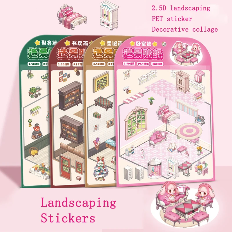 3D Sticker DIY Cabin Scene Stacking and Pasting Three-dimensional Hand Account Gift for Kid Child Baby Student Stress Relief