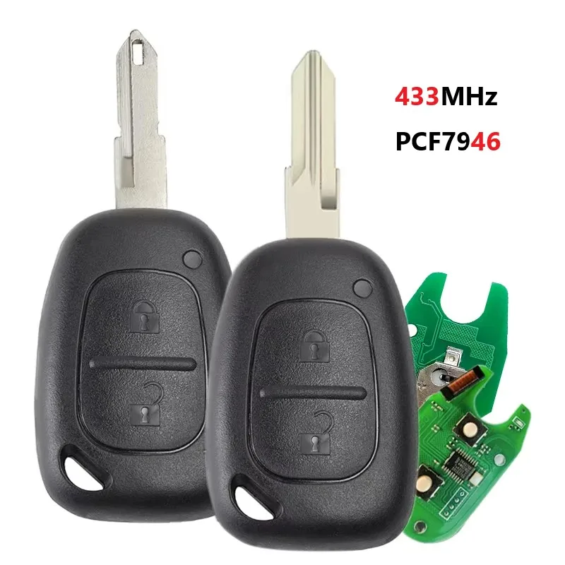 2 Buttons 433MHz PCF7946 Remote Car Key For Renault Kangoo Master Trafic Movano Vivaro Primastar Interstar NE72 VAC102 Body Kits