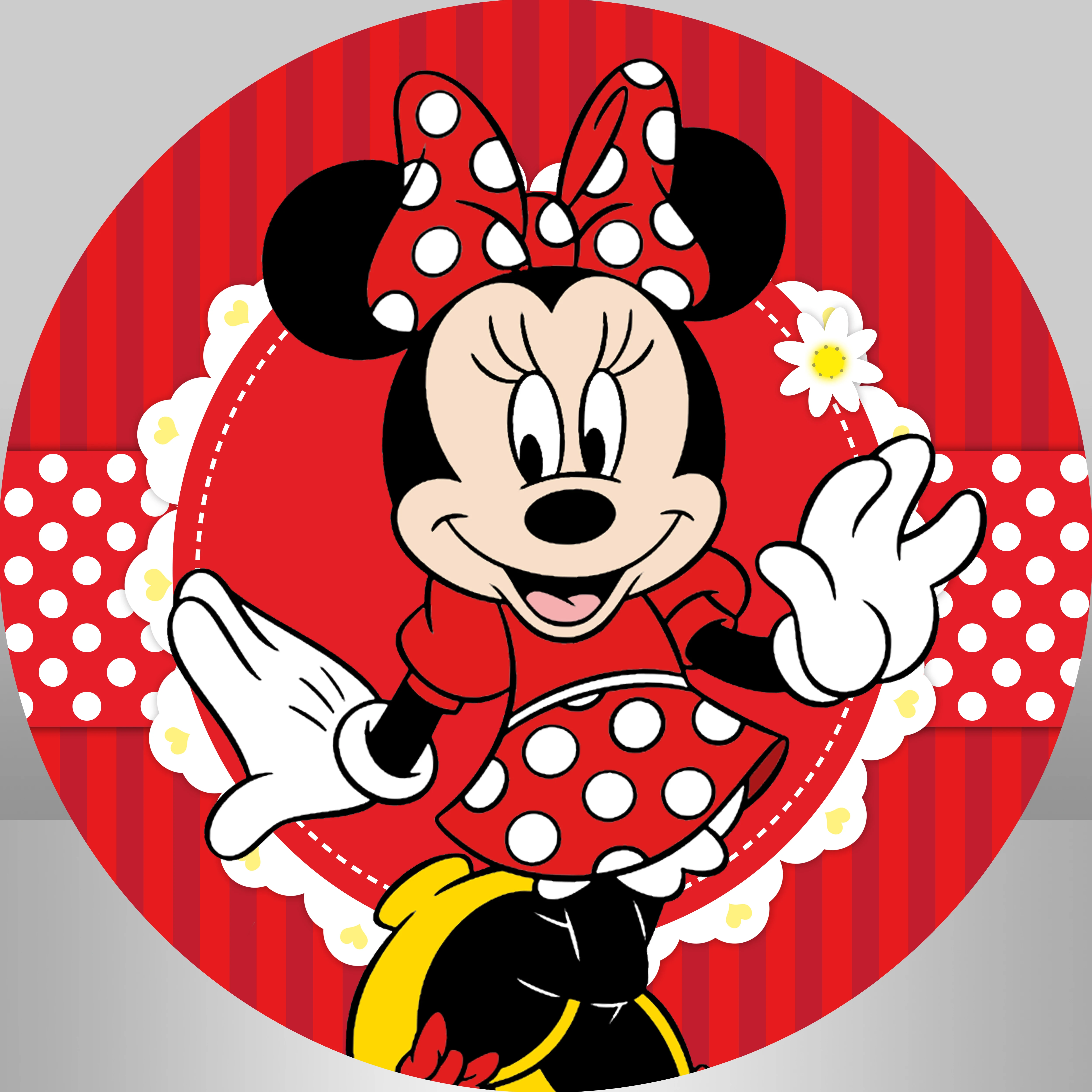 Disney Happy Birthday Red Minnie Mouse Bow Tie Colorful Dot Customized Backdrop Children's Birthday Decoration Banner