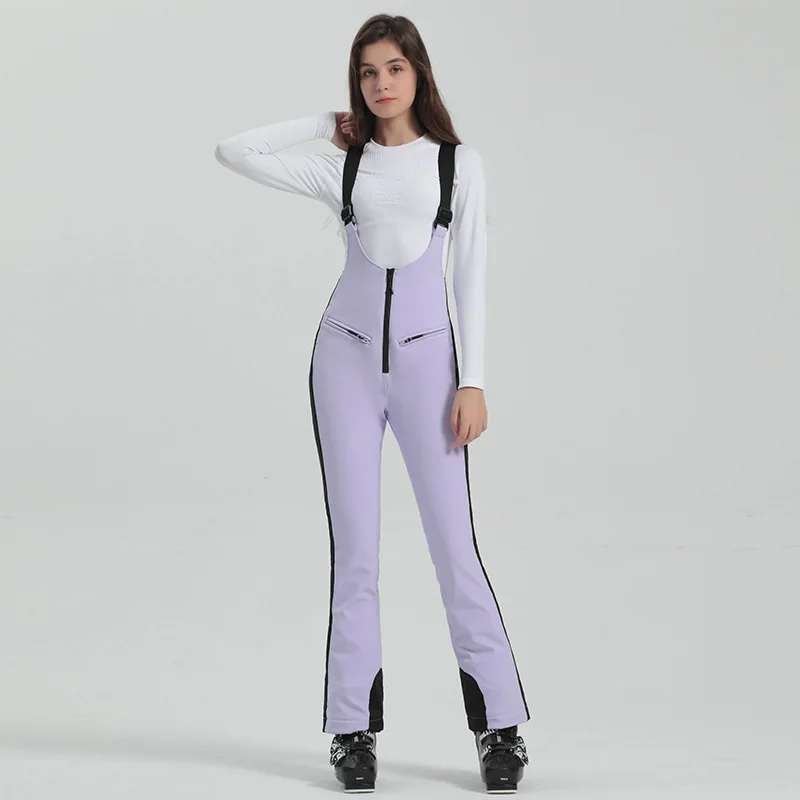 2025 Winter Skiing Pants Female High Elastic Snow Jumpsuits Mountain Windproof Trousers Outdoor Snowboard Sport Woman Overalls