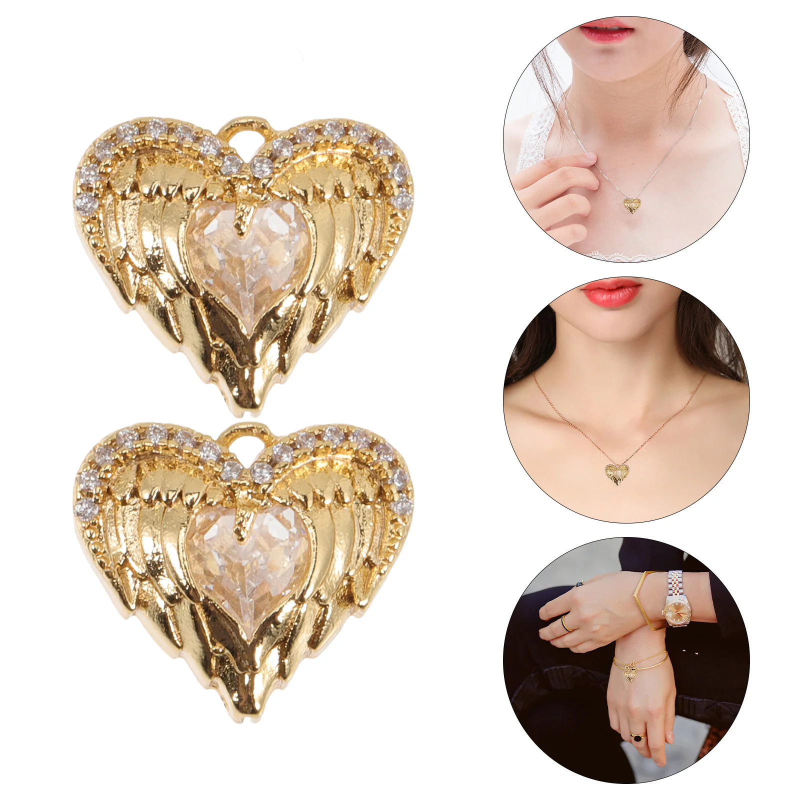 

3Pcs Creative Heart Shaped Charms Jewelry Making DIY Pendant Durable Copper Not Easy to Deform Or Fade Perfect Gift for Craft