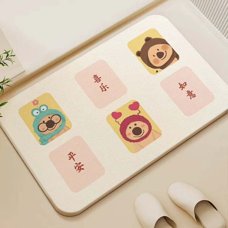 

Persimmon Pepper Bear Diatomaceous Earth Bathroom Absorbent Toilet Bathroom Doorway Non-Slip Quick-Dry Foot