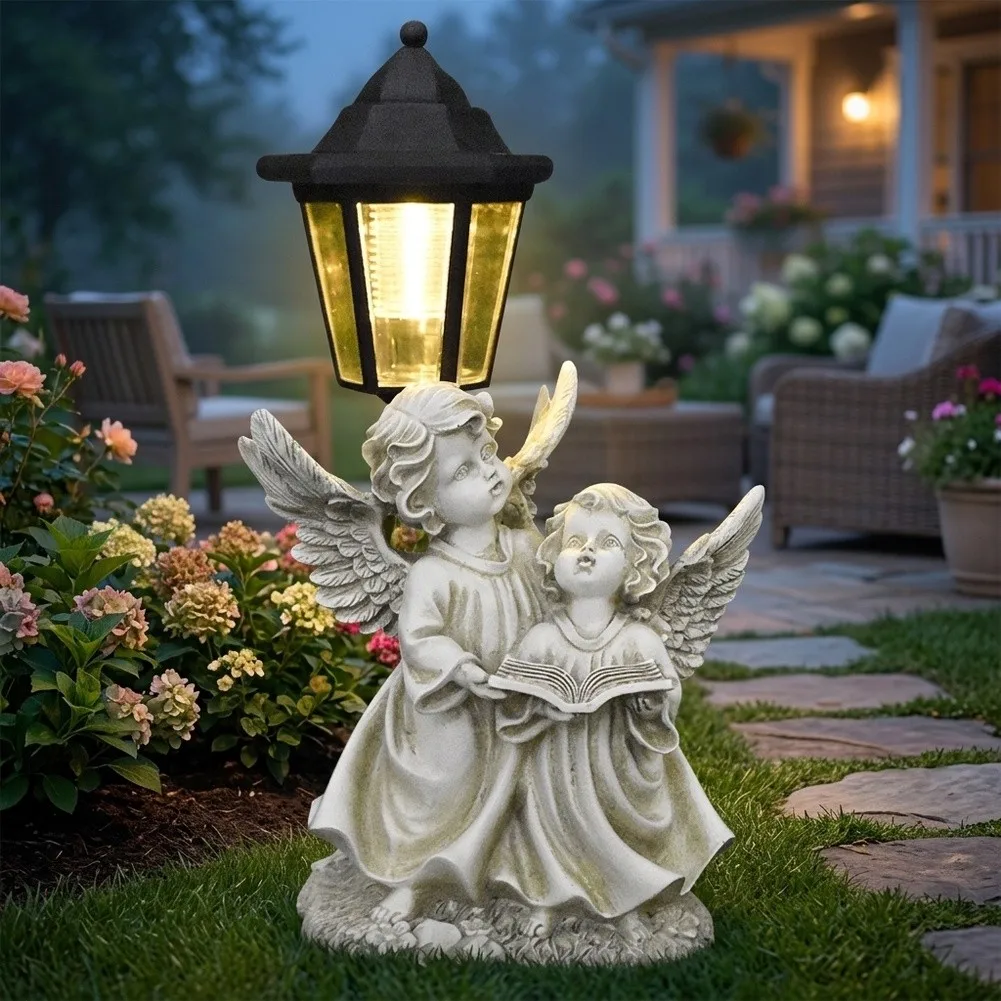 For OutFor Door Solar Angel Statue with IntegrateFor D Photocell for Reliable For Dusk For Detection anFor D For Dawn Shut-Off