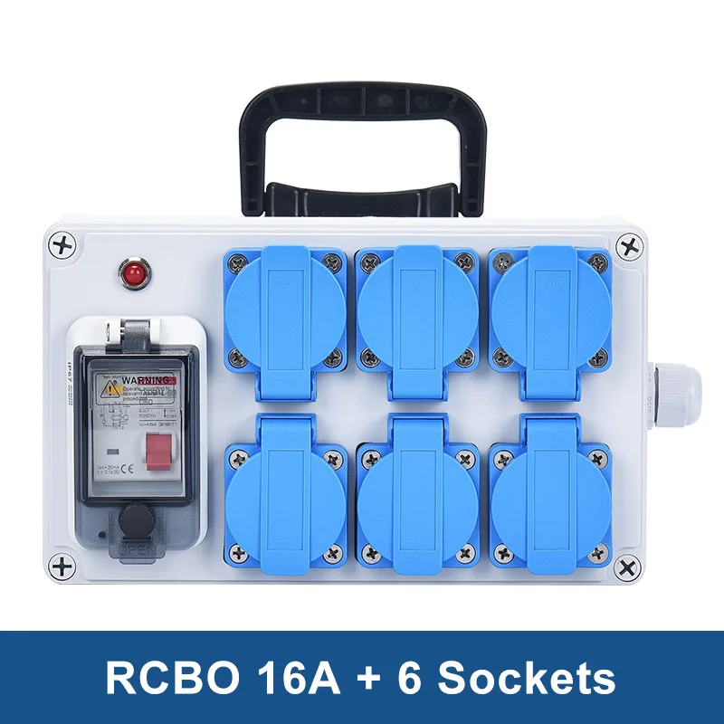 Caixa de soquete industrial móvel ao ar livre mcb rcbo 110v 220v 16a caixa de controle de energia de comutação à prova dwaterproof água instalação na parede ip54