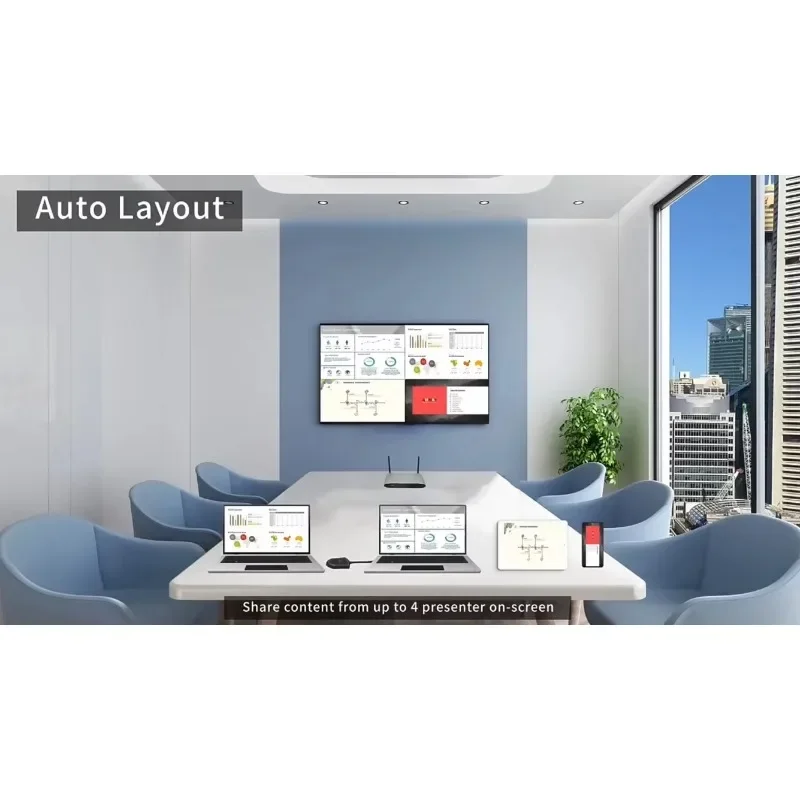 New 4K Wireless Video Presentation System with USB Dongle Touch Back Function Support Cromecast for Network Business Conference