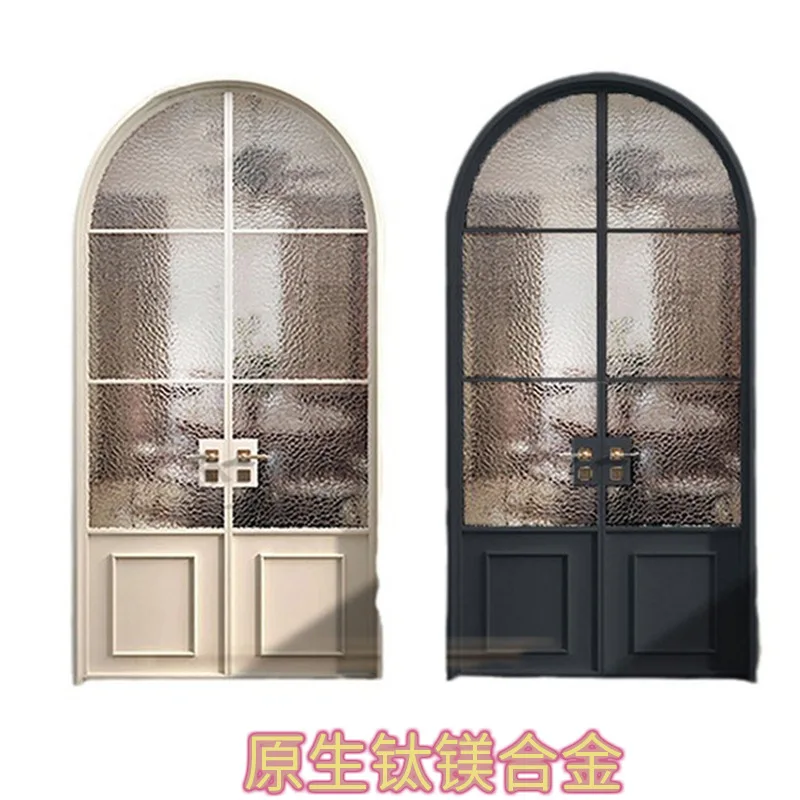 Arched arc door kitchen balcony partition honeycomb folding titanium glass door
