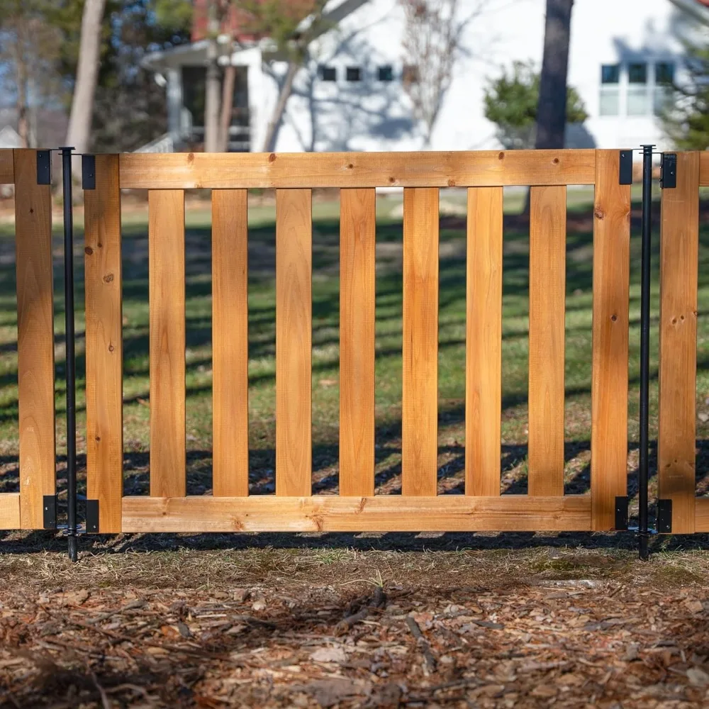 

32in H x 48in W (2 Panels) No Dig Newberry Wood Fence Kit, Perfect as a Small Dog Fence or Decorative Temporary Garden Border