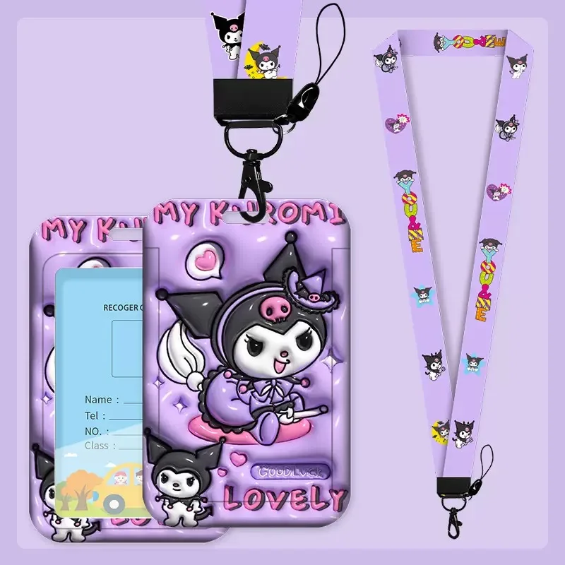 Disney Women\'s Lanyard Card Holders Cartoon 3D Expansion Card Case Mickey Minnie Pooh Bear Bank ID Card Bags for Girls