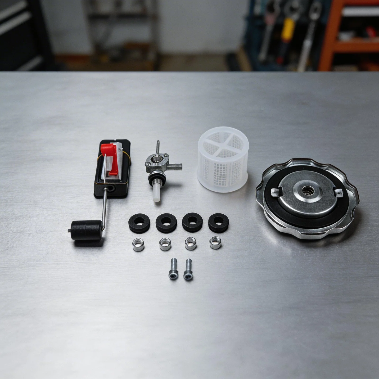 57 Gallon Secondary Fuel Gas Tank with Petcock Filter and Gauge Cap Compatible with Various Fuel Powered Equipment