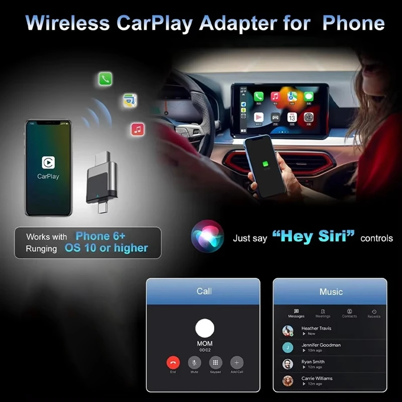 

CarPlay для Android Auto адаптер беспроводной USB A Type C 2-портовый USB-ключ автомобильный мини-бокс для B