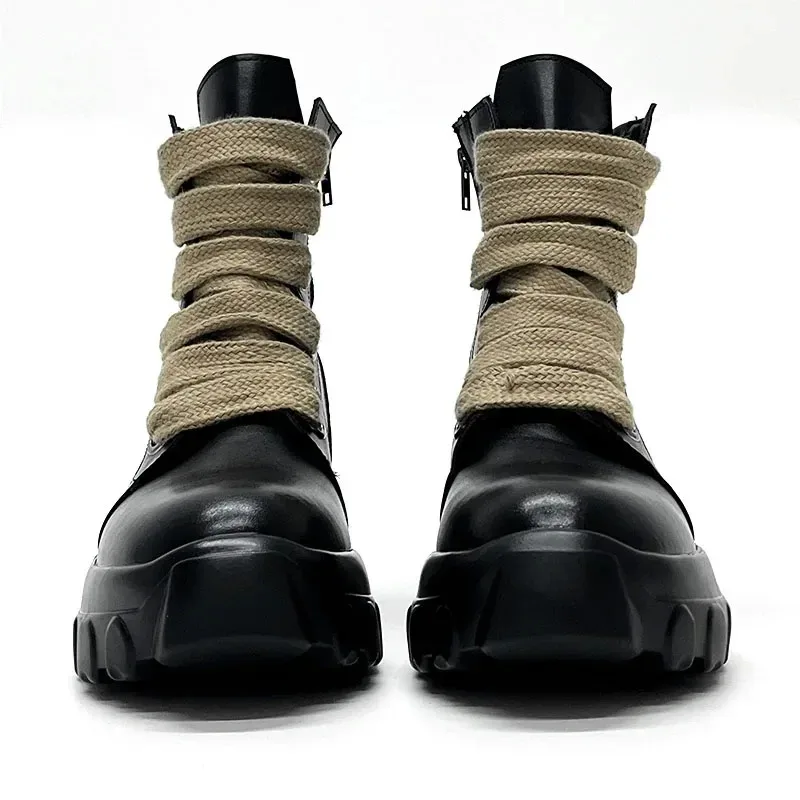 Autumn Motorcycle men Ankle Boots Street Goth Platform Rock Chunky Heels Punk Designer Shoes Knight Short Boots Woman Winter