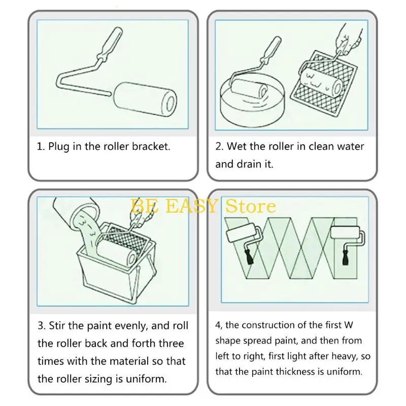 

E28F Удобная и эффективная настенная роликовая кисть Простая в использовании роликовая щетка Удобный валик для нанесения Пластик
