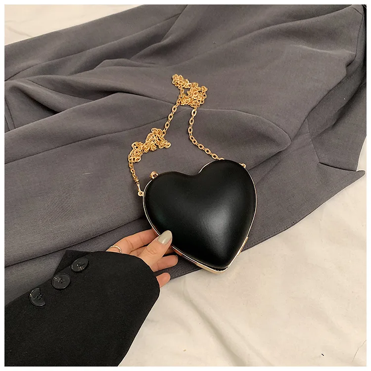 Cute Heart Shaped Small Bag Women\'s Spring/Summer New Fashion Chain Box Bag Single Shoulder Crossbody Bag