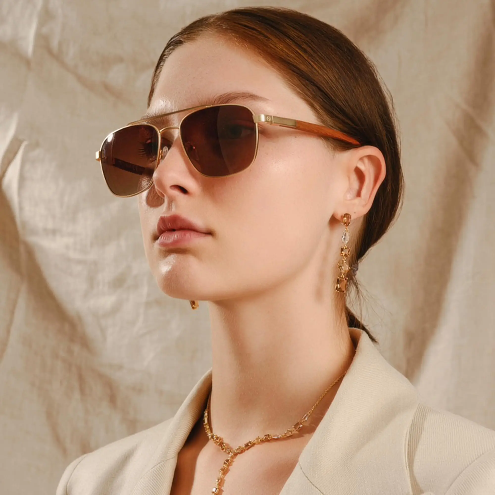 

BLUEMOKY Polarized Aviator Sunglasses for Men Women Wood Frame UV Protection Classic Retro Style for Driving