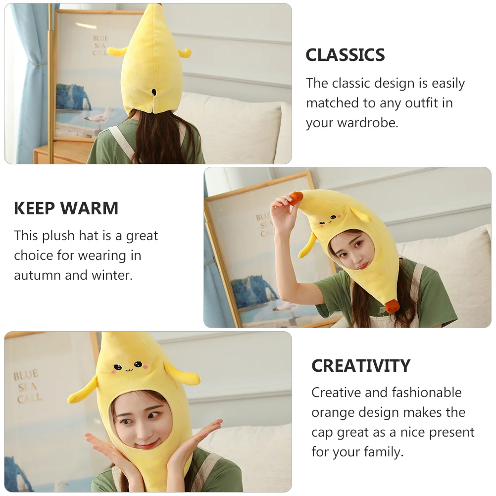 Banana Headgear Funny Party Hat Baby Bonnet Plush Cap Costume Hats Novelty Food