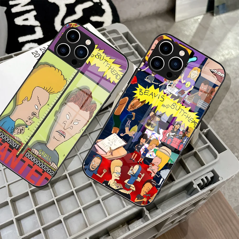 Beavis And Butthead Phone Case 2023 For IPhone 15 14 Pro 13 11 12 XR XS MAX 7/8 X Plus 13 Black Glass Covers