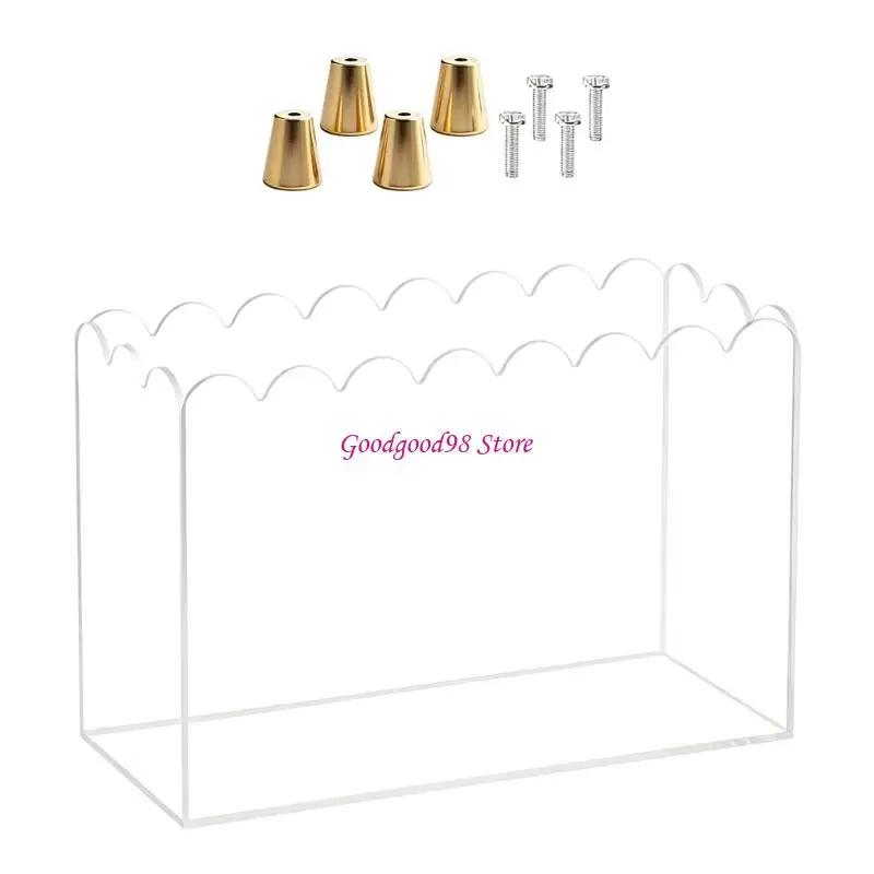 Space-saving Acrylic Display Tray With Scalloped Design And Gold Support Base For Collectibles Storage